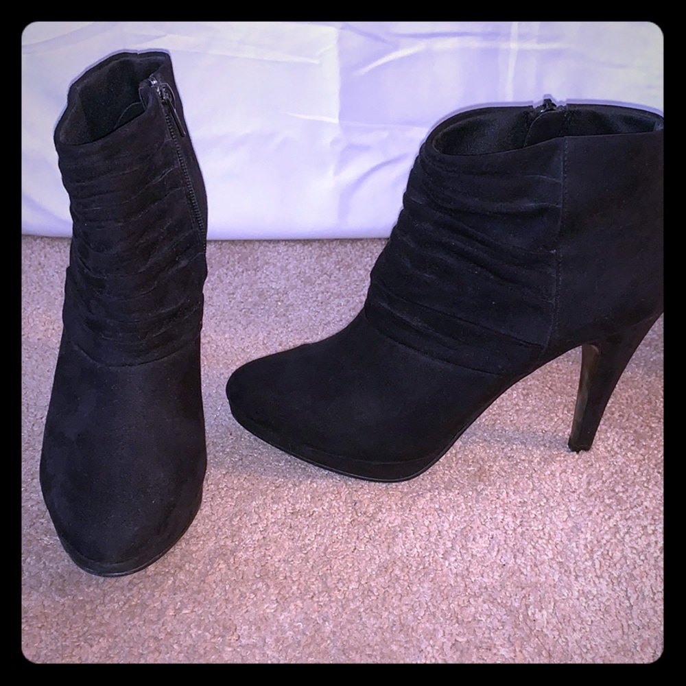 Black suede booties